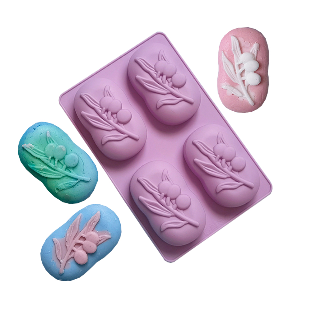 Soap Making Fragrance - 4 Cavities Oval Olive Tree Silicone