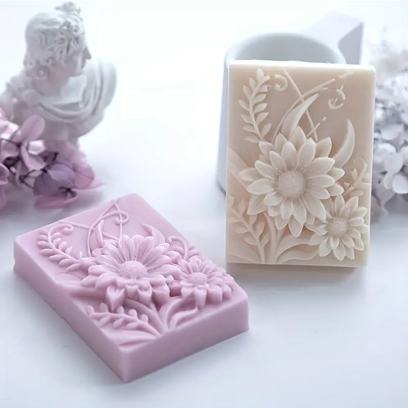 Soap Making Kit For Beginners - 3D Flower Square Soap Silicone Mold