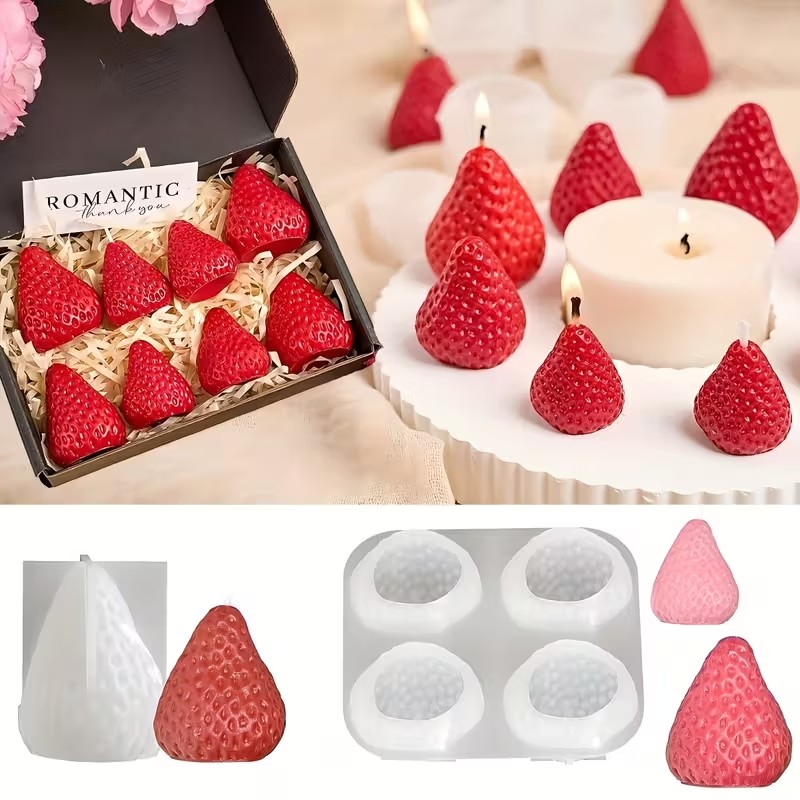 Strawberry Silicone Candle Mol - Soap Making Diy recension och pris